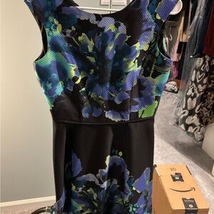 Floral Black and Blue Dress